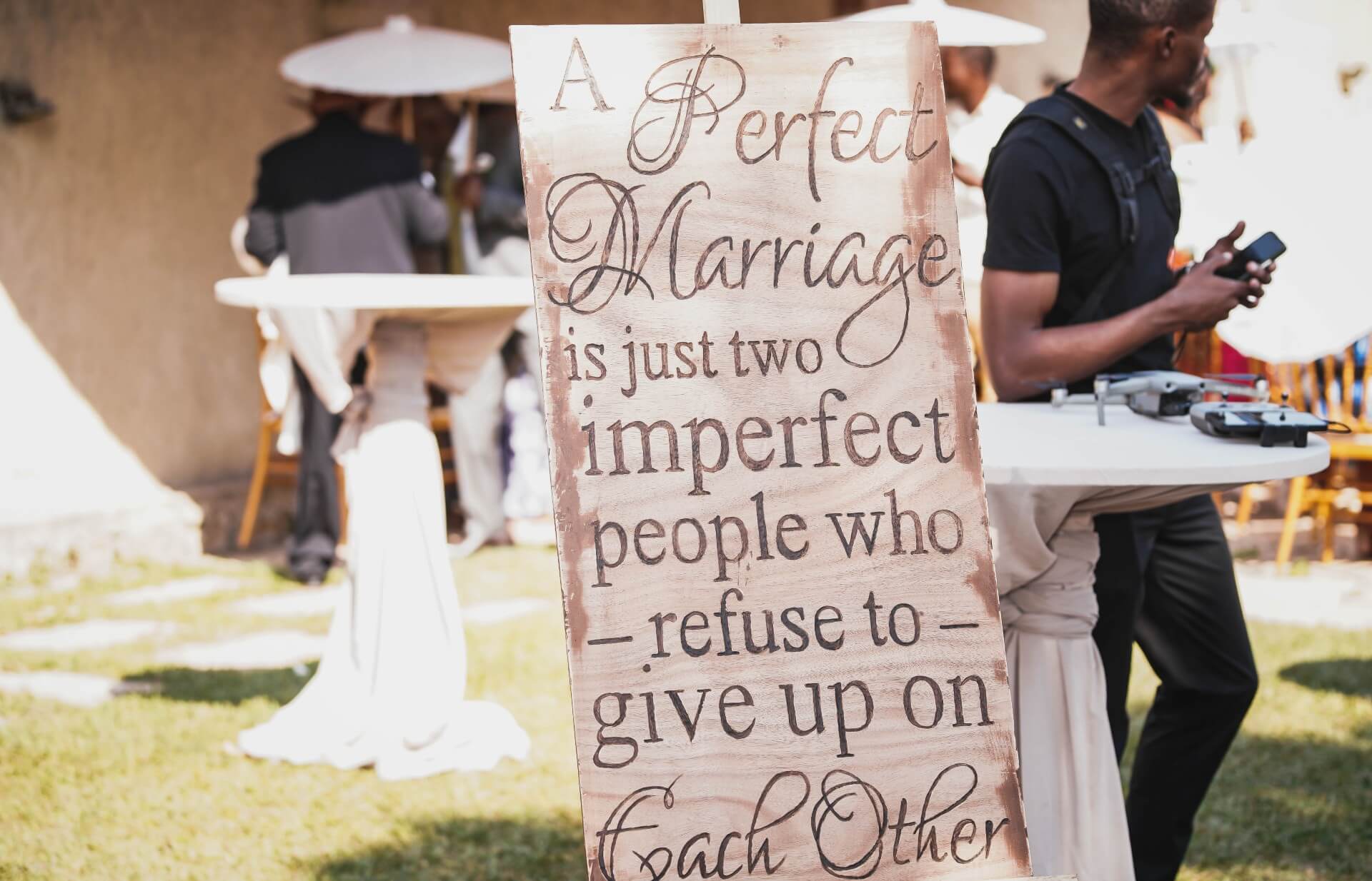 Handmade sign for the wedding in Selby North Yorkshire.