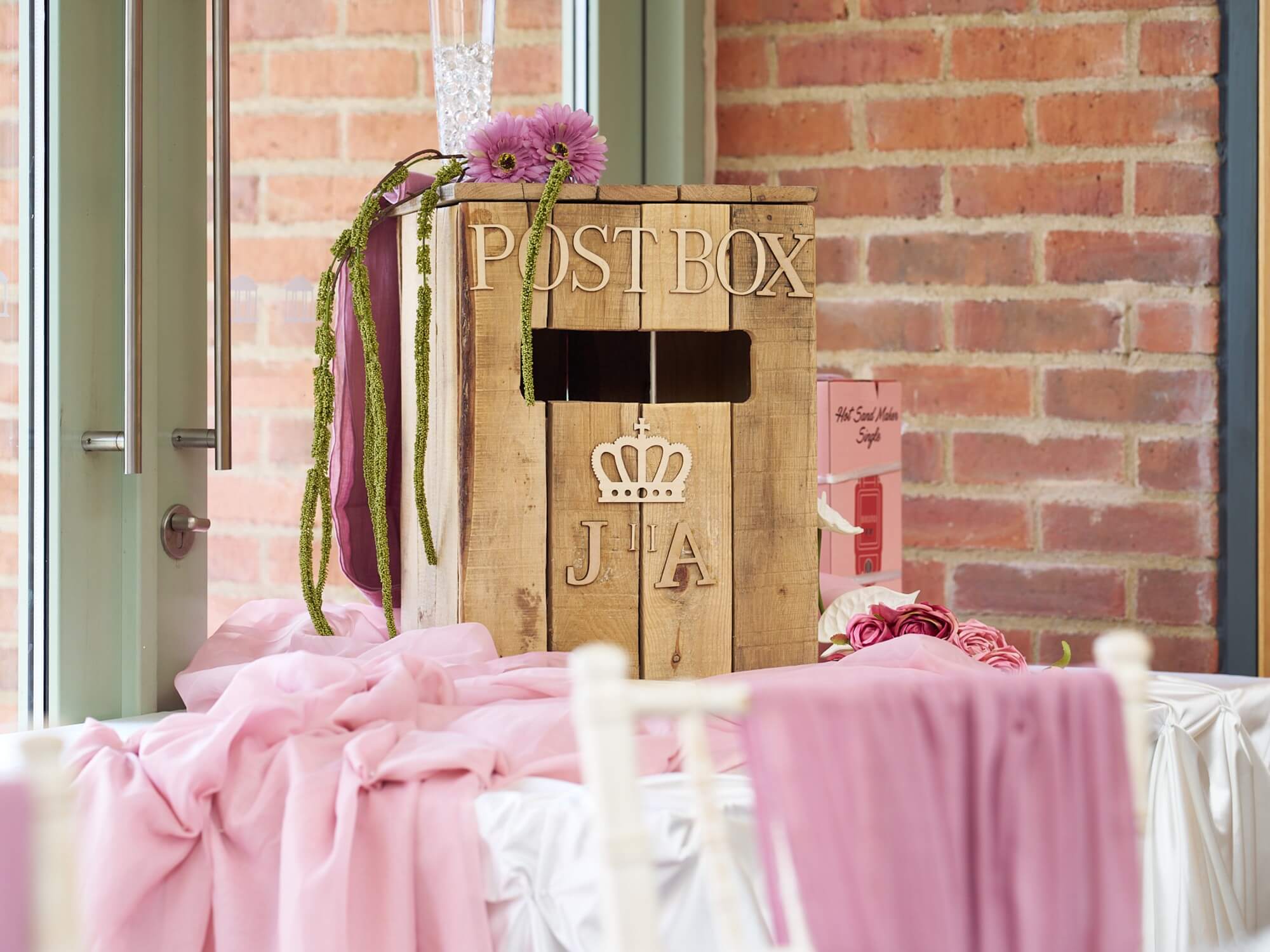 Wedding letterbox hire wooden post box for cards and gifts table