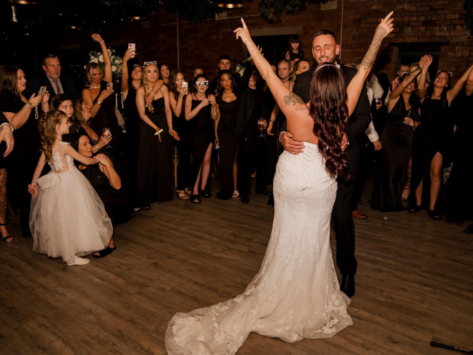 Elegant black and white wedding styling at The Mill Wakefield
