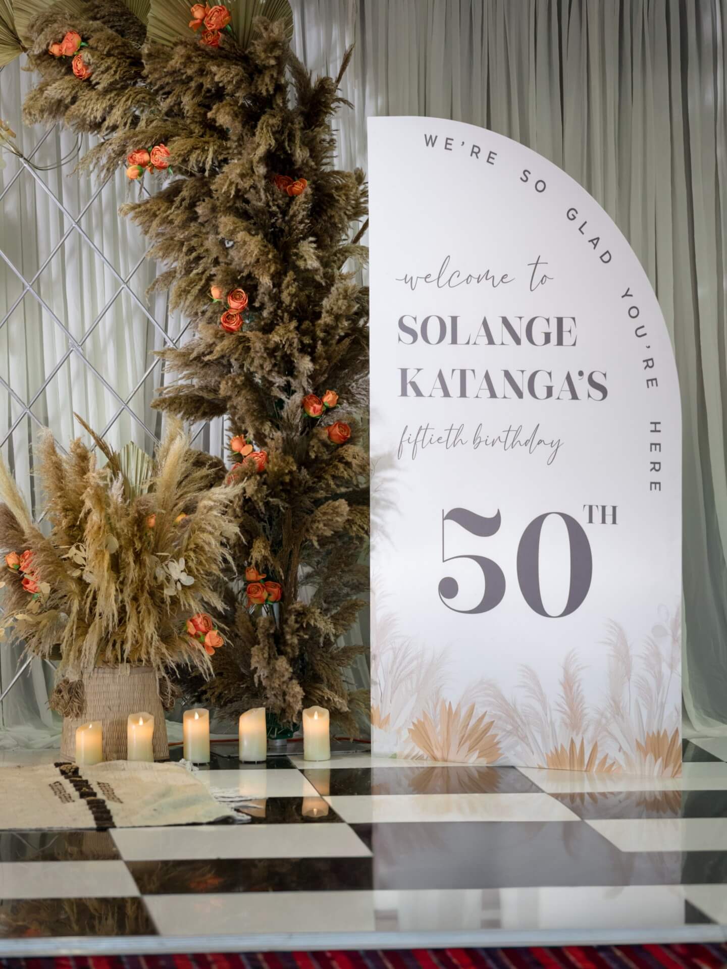 Sailboard board signs, freestanding 50th birthday welcome display