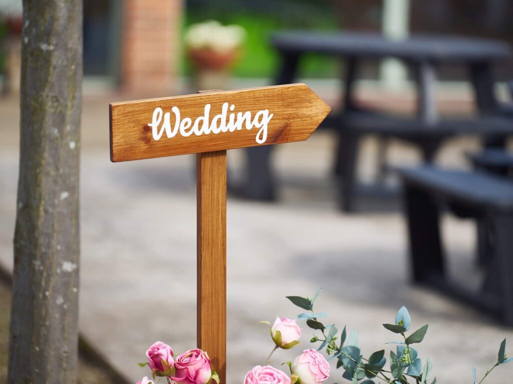 wedding direction sign, handmade wooden arrow