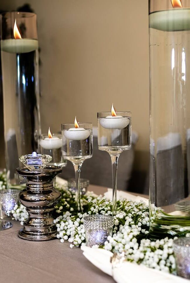 Silver tablecloth rectangle 90 x 132 inches for event hire