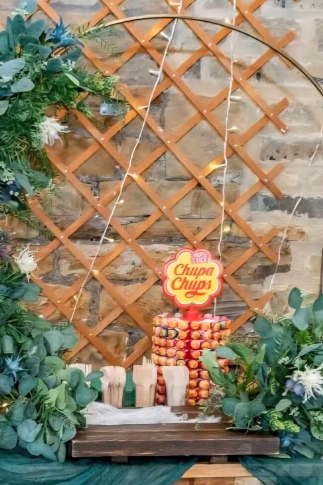 cake hoop stand hire ring hoop display with greenery styling
