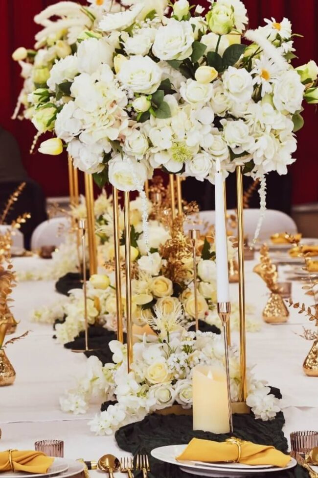 Hire a Gold Plinth Stand for Stylish Flower Arrangements