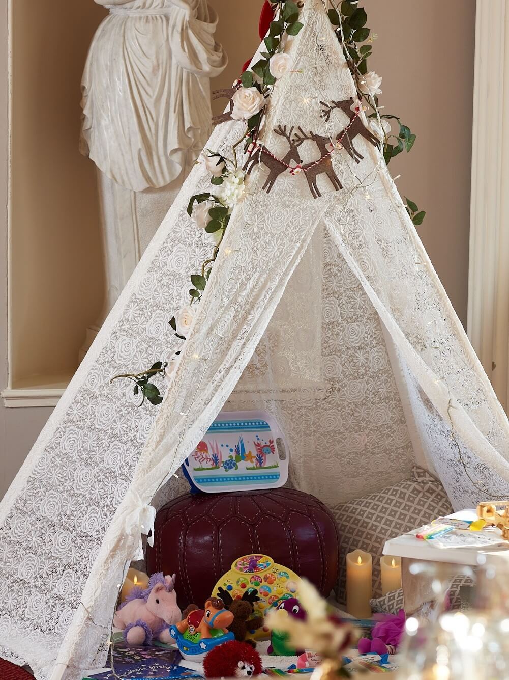 Lace-Draped Tipi Arch Tent for Elegant Event Styling - Image 3