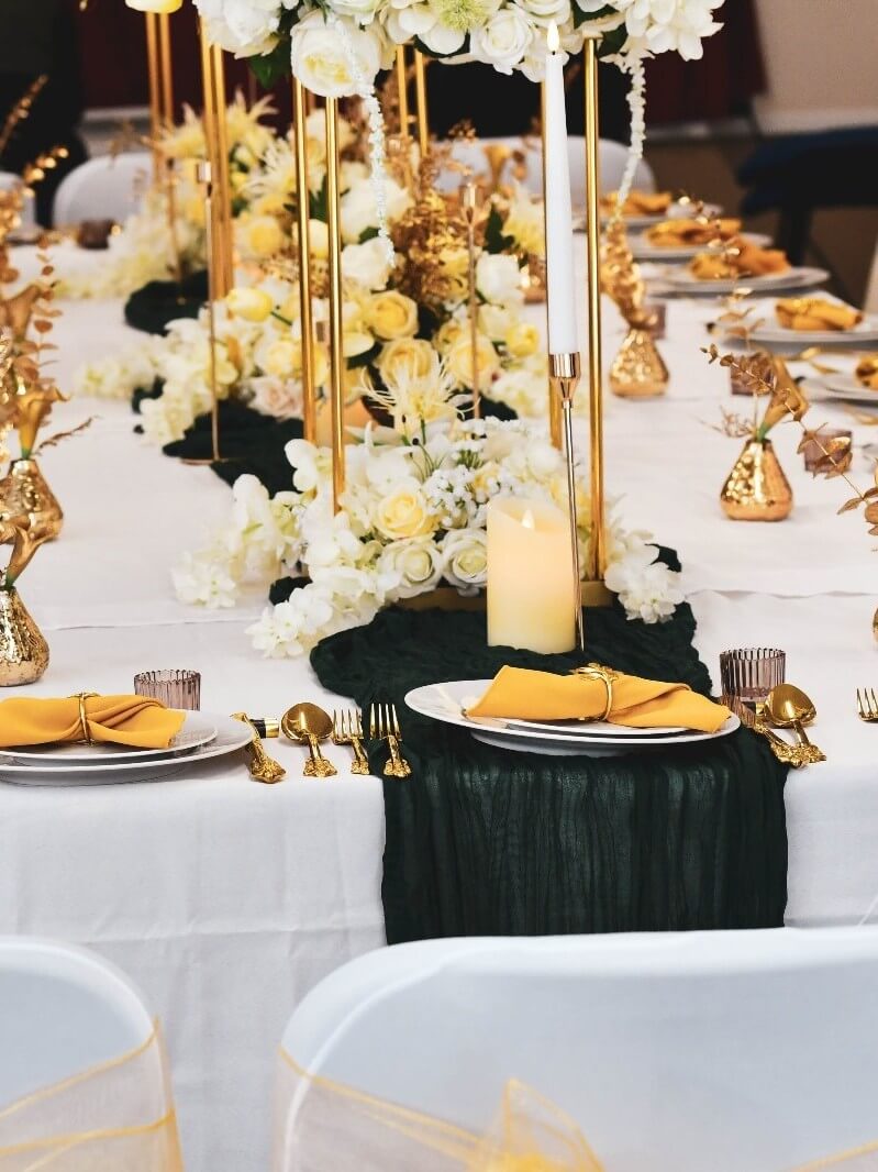 Gold table pedestal with an open metal frame