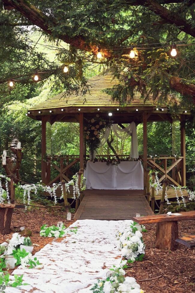 Wedding lights hire with festoon bulbs over the dance floor