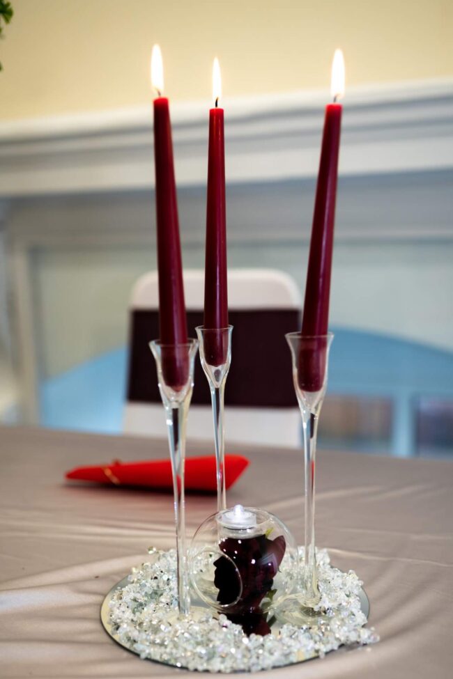 Glass taper candle holder set.