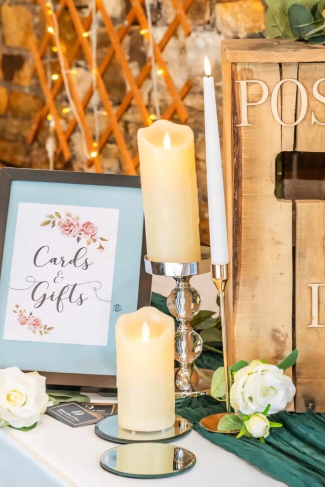 Framed gift table sign for wedding cards and presents