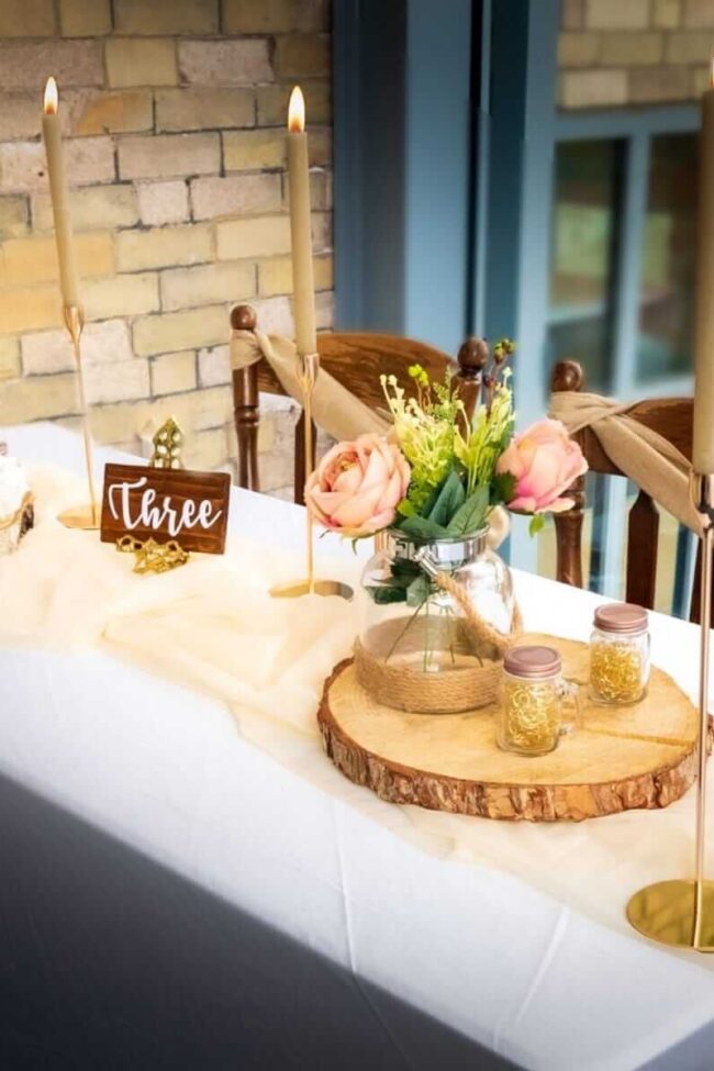 Brass taper candle holders styled for warm candlelight with dinner candles