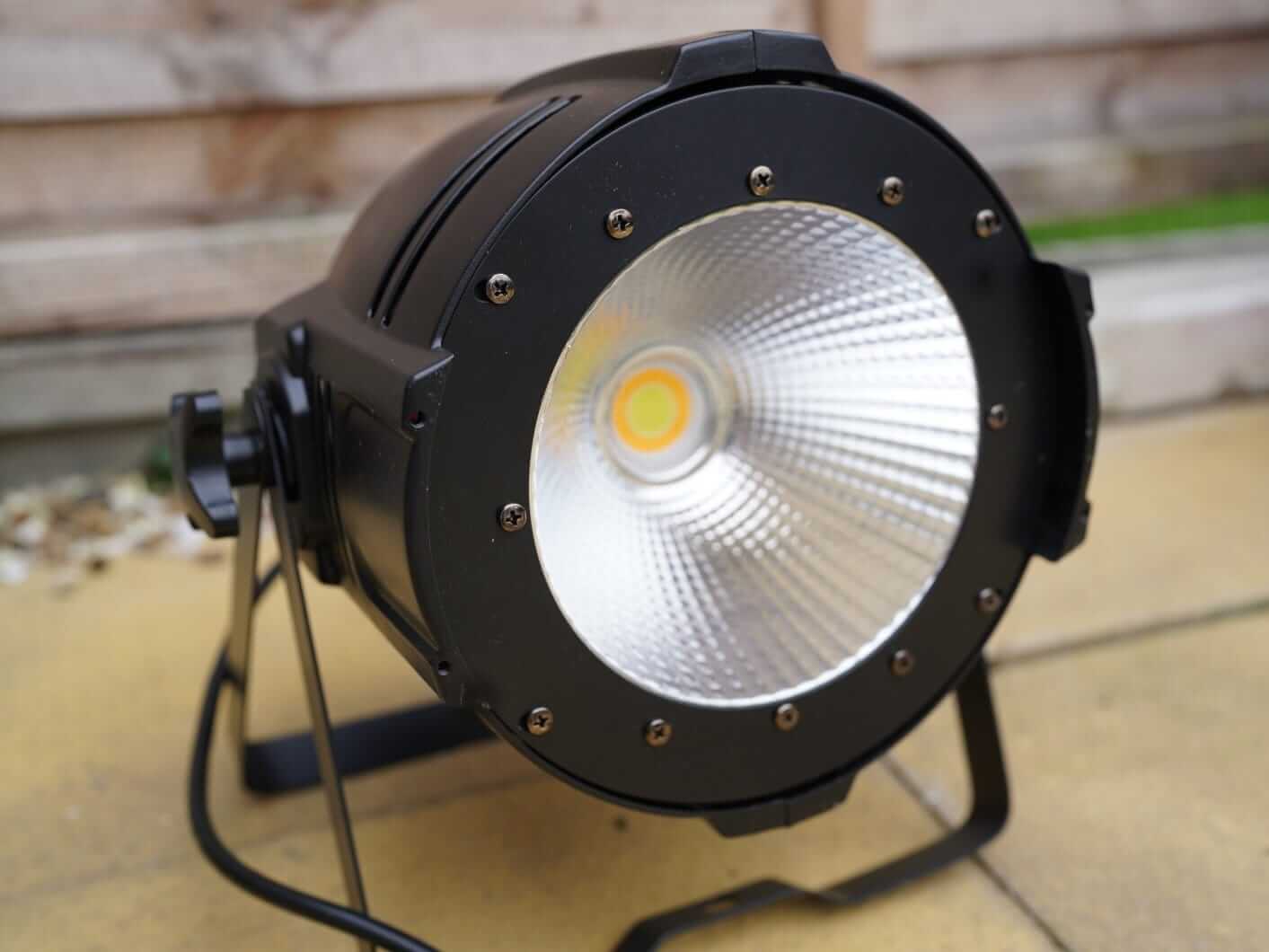Angled front view of floor light for venue styling