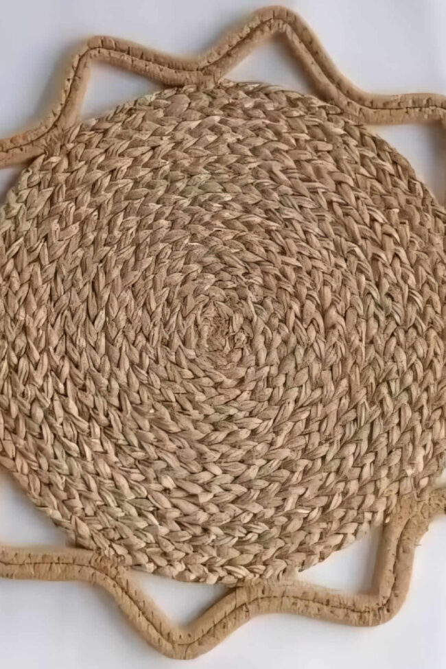 rattan table mats 30cm round top view woven place mat