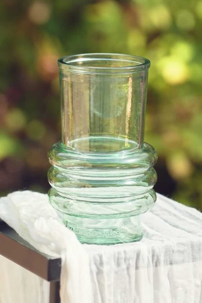 Pale Green Ribbed Glass Vase Hire