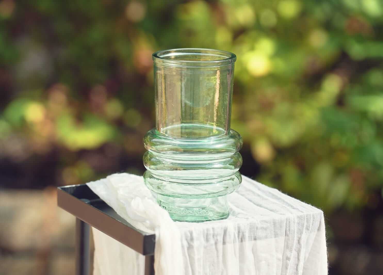 Pale Green Ribbed Glass Vase Hire