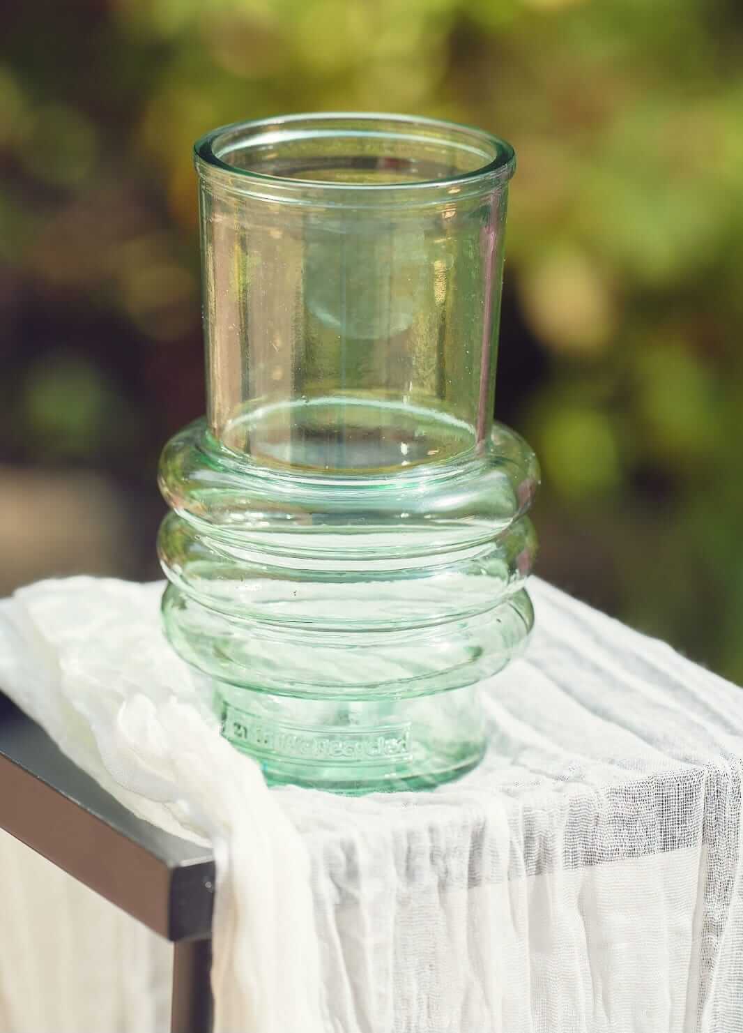 Pale Green Ribbed Glass Vase Hire - Image 2